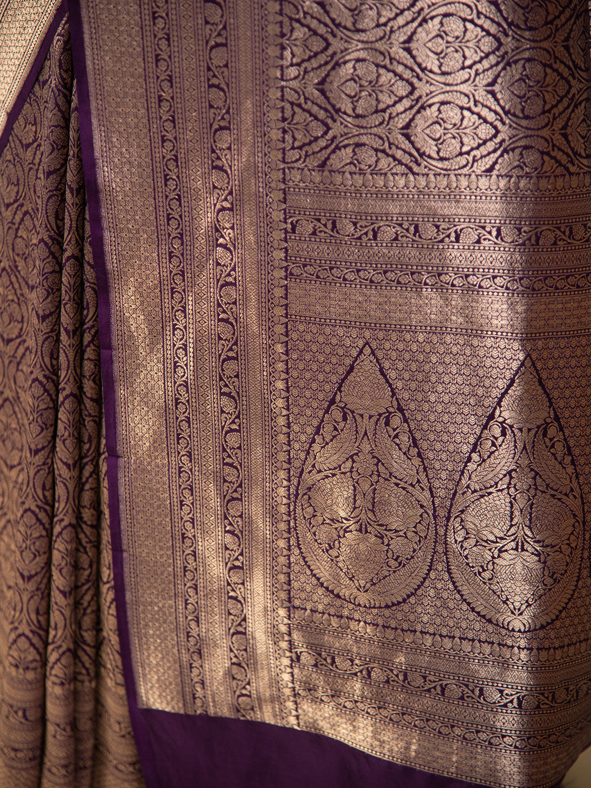 Purple Silk Brocade Handloom Banarasi Saree