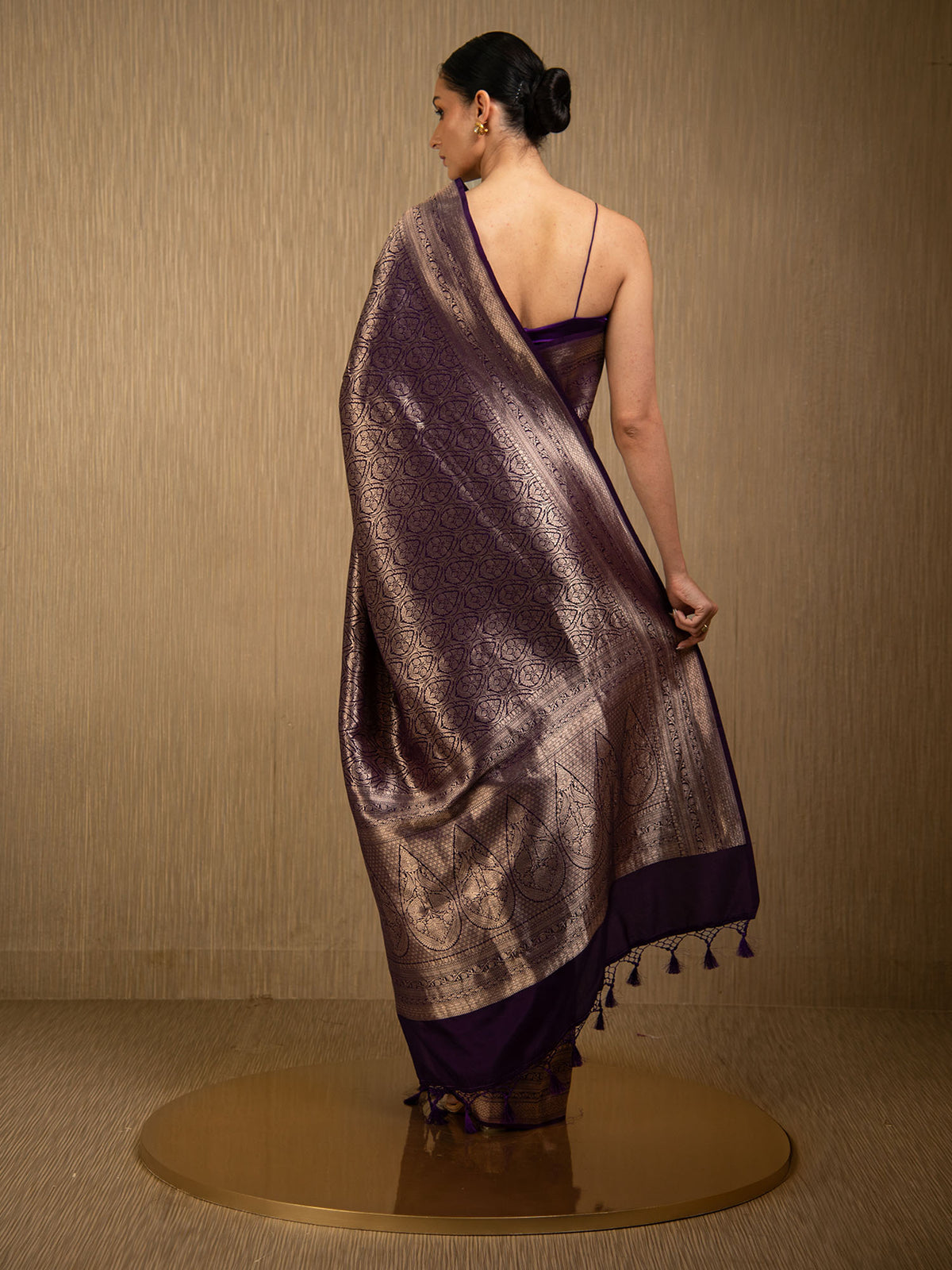Purple Silk Brocade Handloom Banarasi Saree