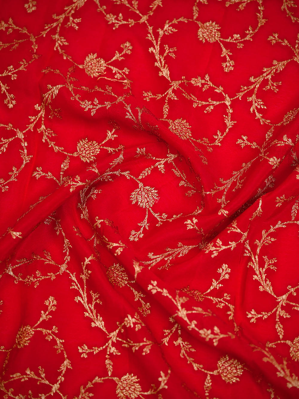 Red Booti Crepe Silk Handloom Banarasi Suit - Sacred Weaves