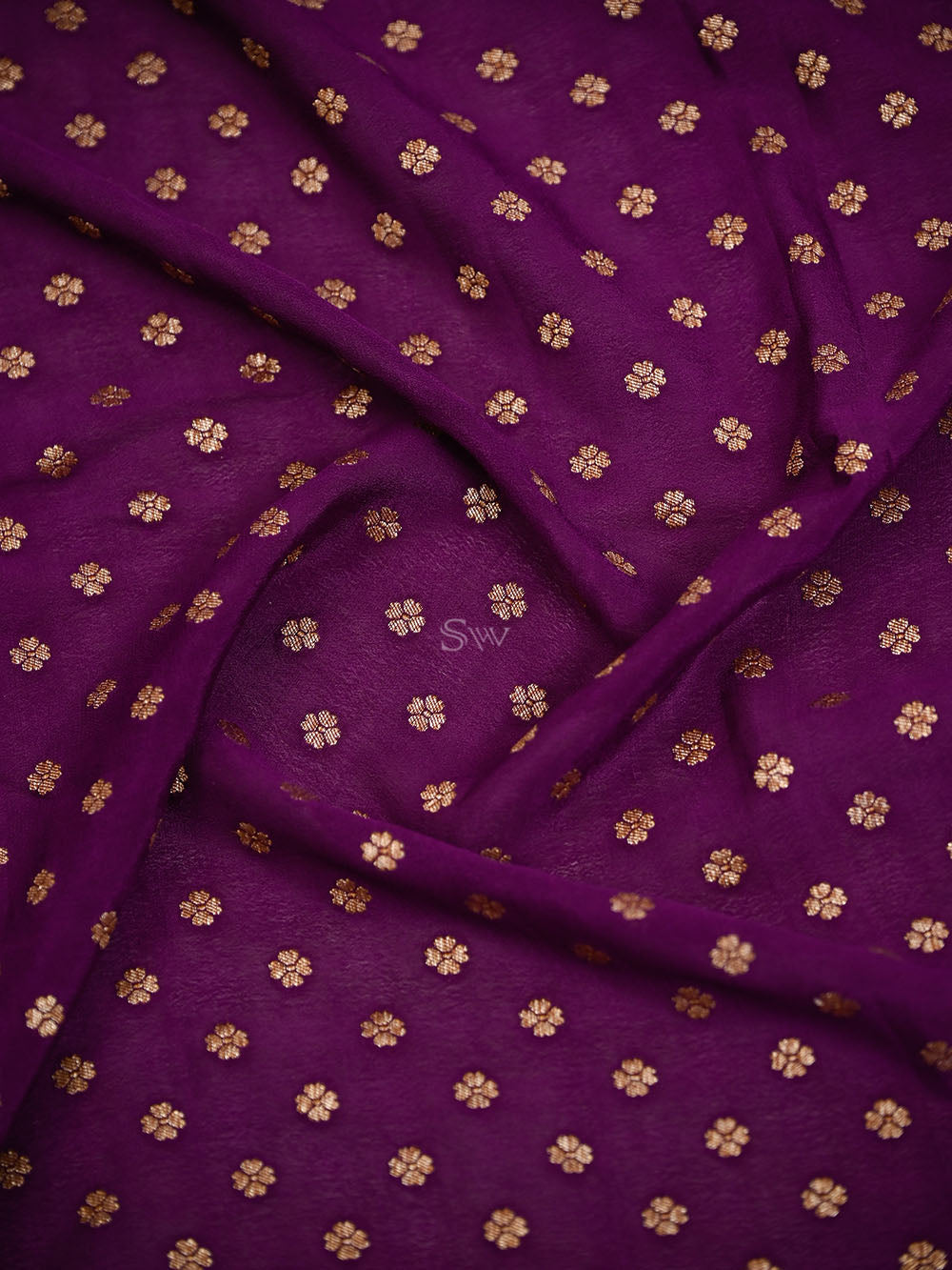 Purple Jaal Crepe Silk Handloom Banarasi Suit - Sacred Weaves