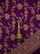 Purple Jaal Crepe Silk Handloom Banarasi Suit - Sacred Weaves