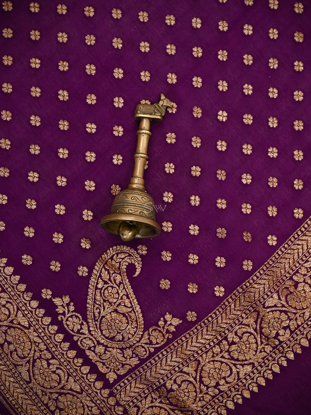 Purple Jaal Crepe Silk Handloom Banarasi Suit - Sacred Weaves