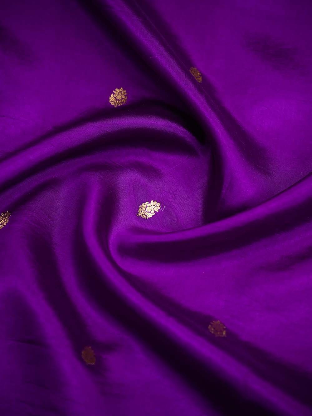 Purple Booti Katan Silk Handloom Banarasi Saree - Sacred Weaves