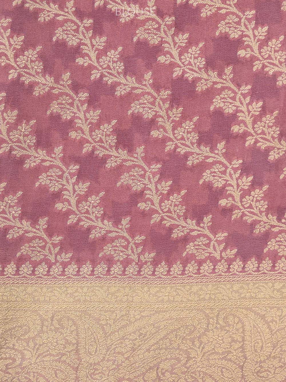Cream Booti Crepe Printed Banarasi Saree - Sacred Weaves