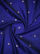 Navy Blue Booti Katan Silk Handloom Banarasi Suit - Sacred Weaves