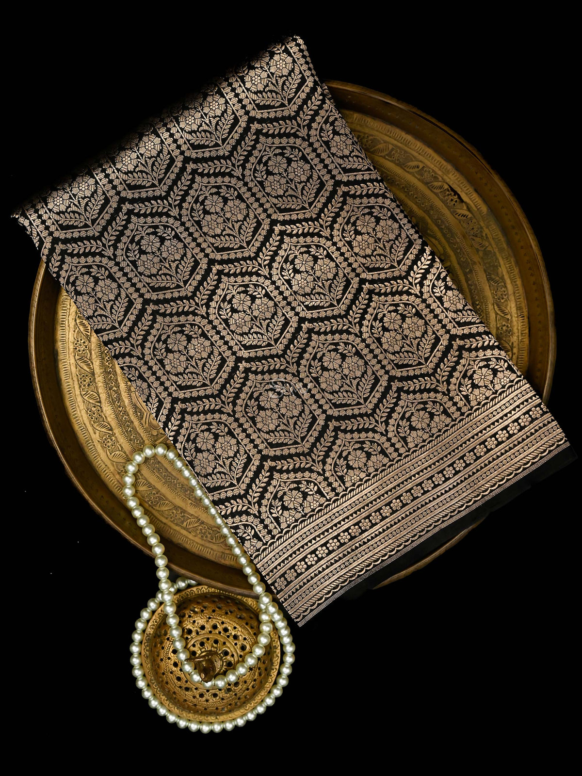 Black Silk Brocade Handloom Banarasi Saree