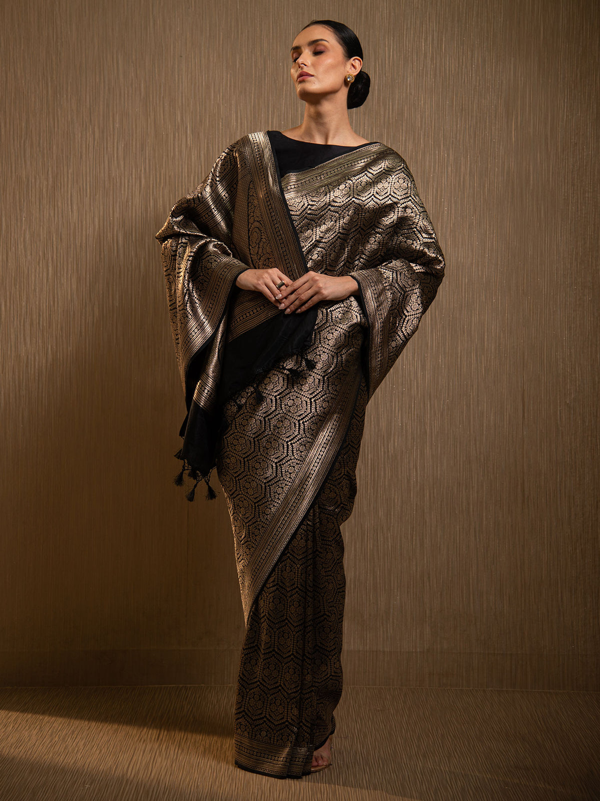 Black Silk Brocade Handloom Banarasi Saree