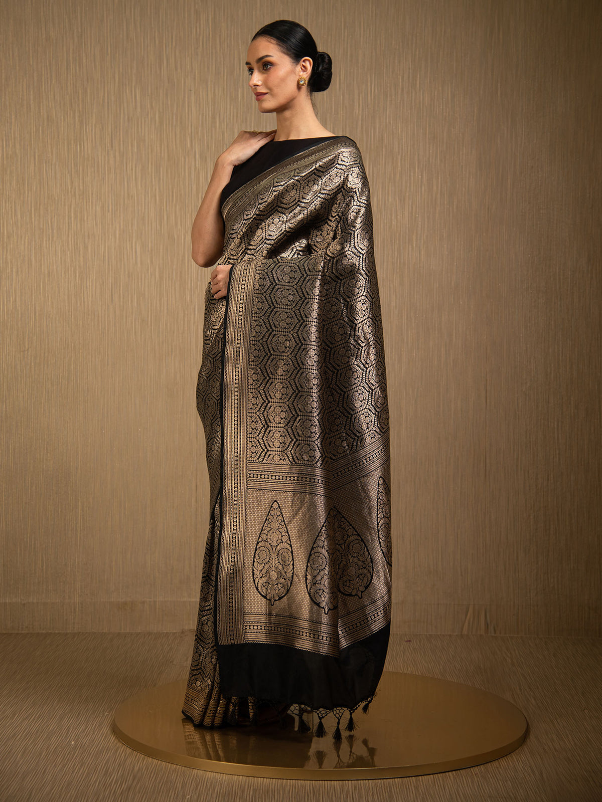 Black Silk Brocade Handloom Banarasi Saree