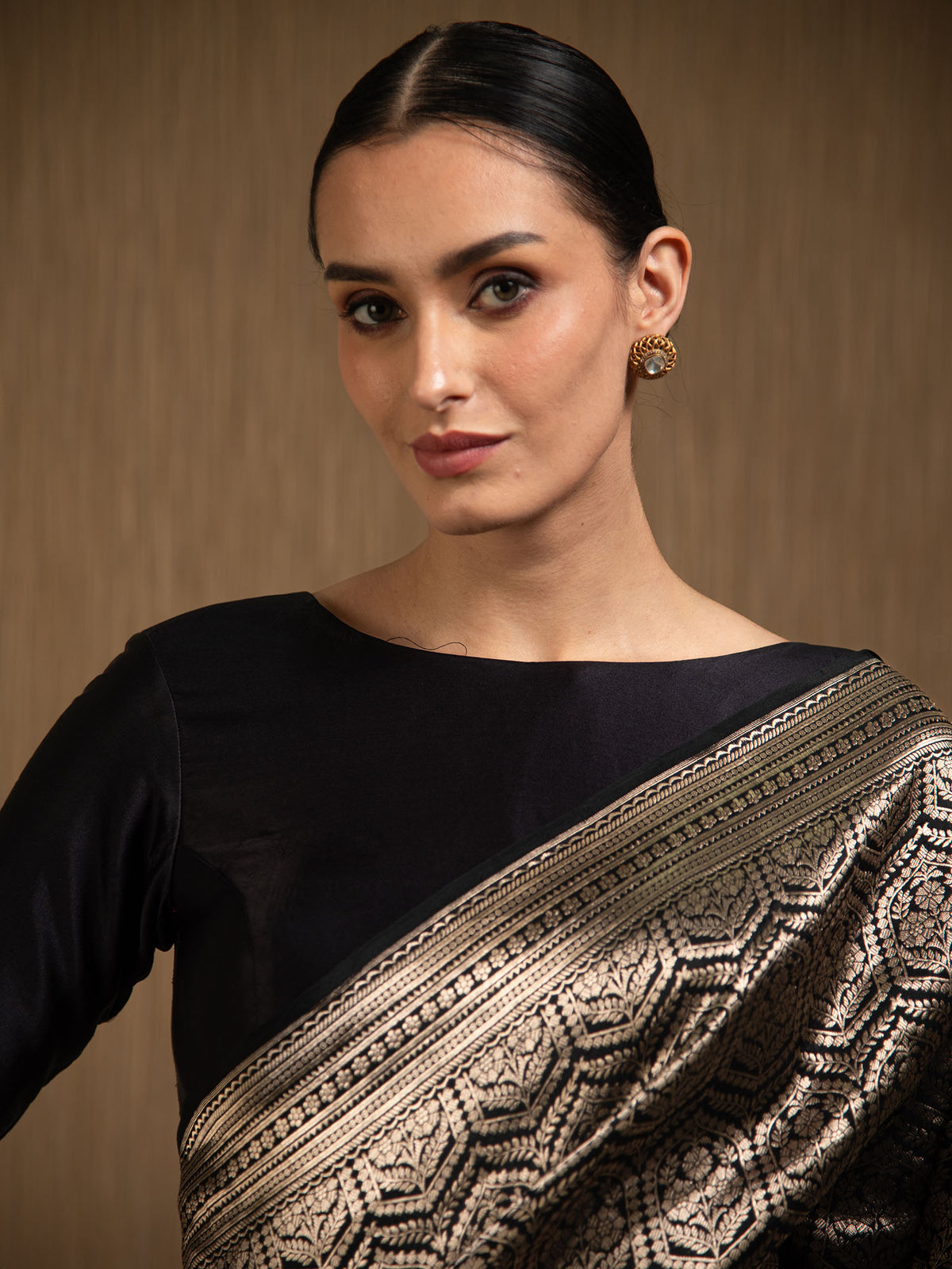 Black Silk Brocade Handloom Banarasi Saree