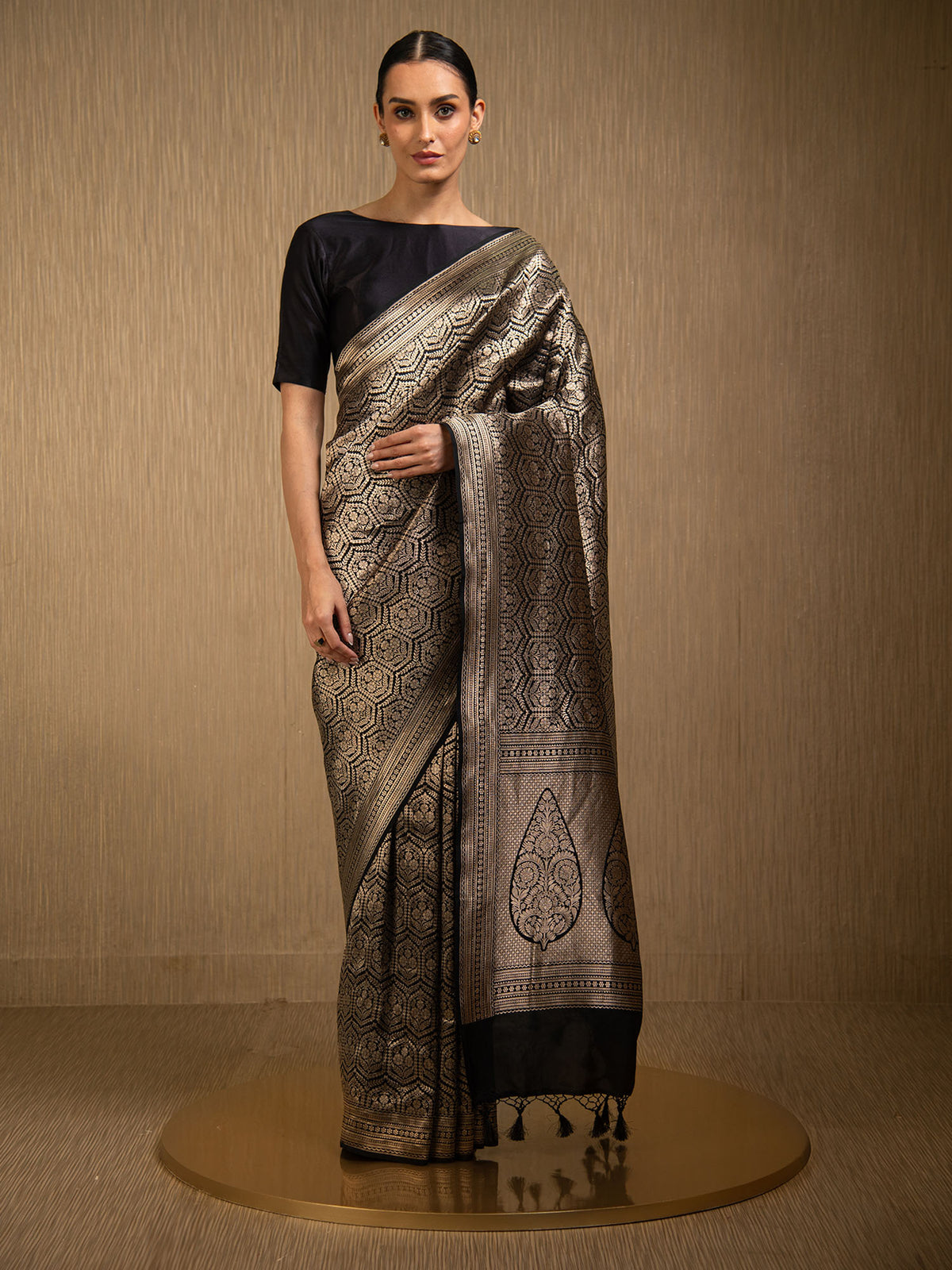 Black Silk Brocade Handloom Banarasi Saree