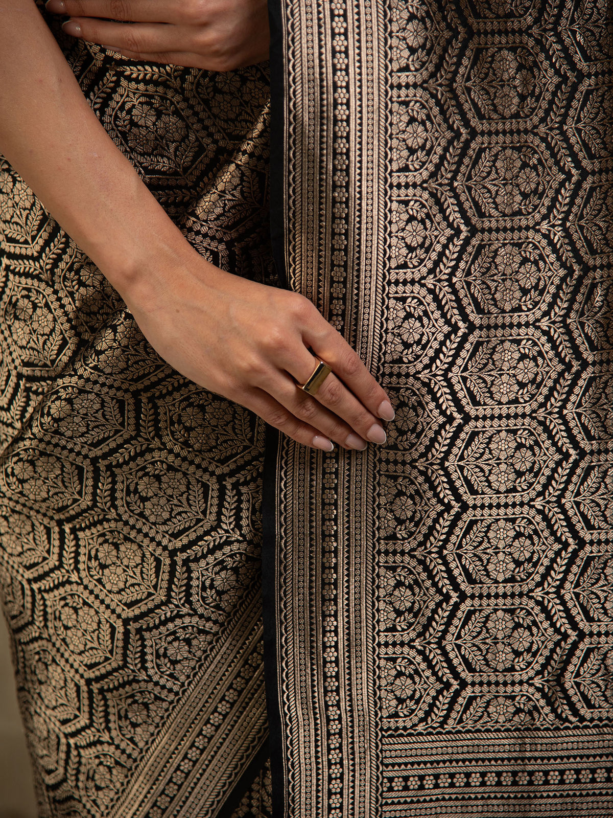 Black Silk Brocade Handloom Banarasi Saree