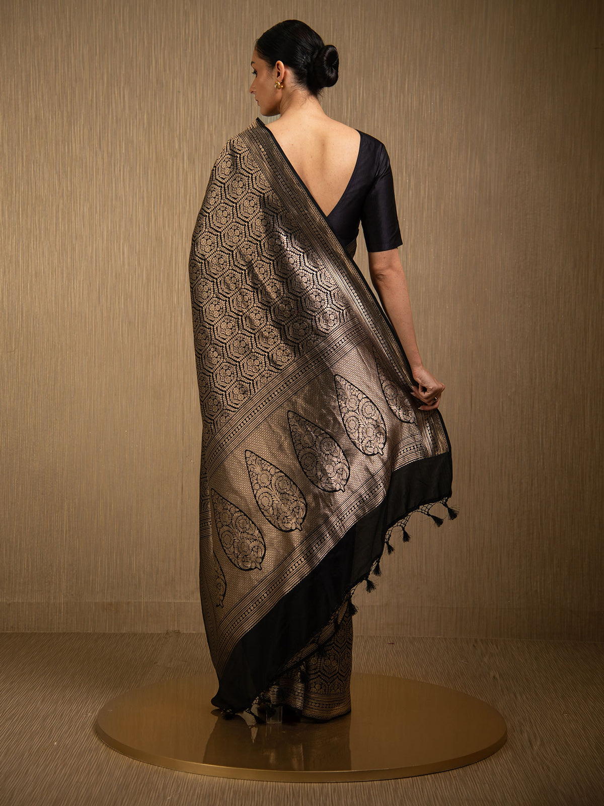 Black Silk Brocade Handloom Banarasi Saree
