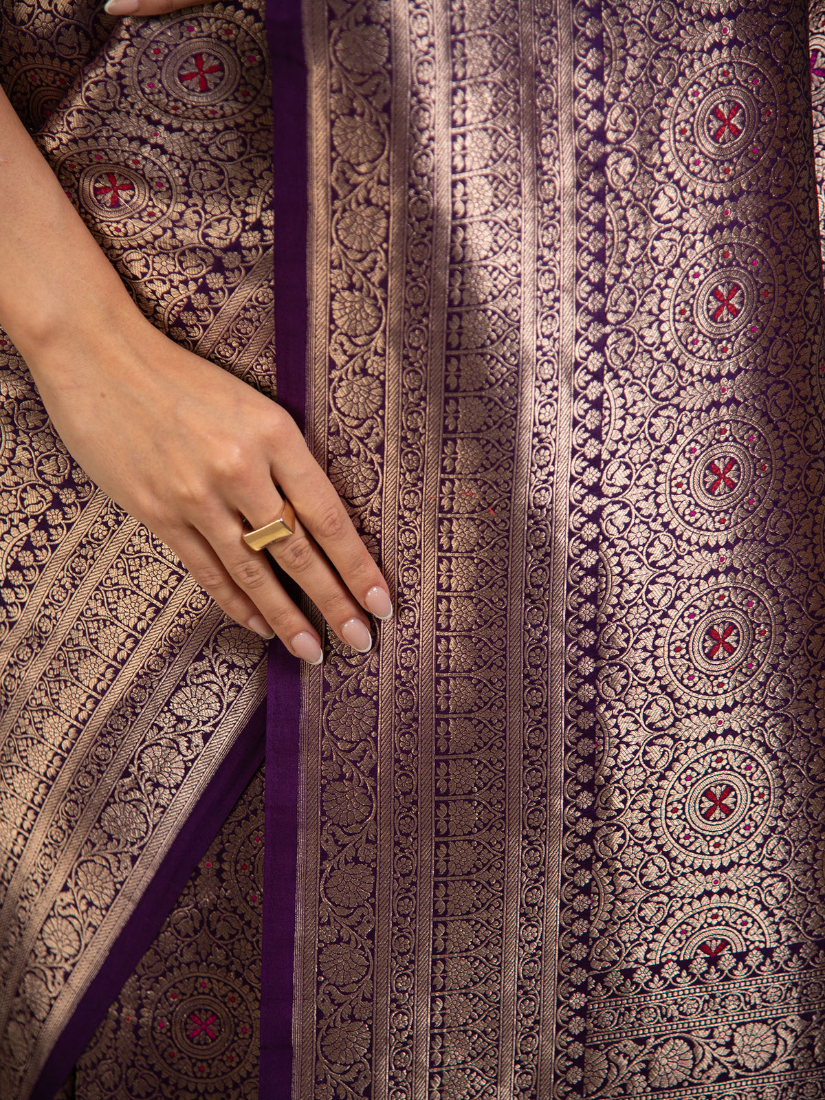 Purple Meenakari Silk Brocade Handloom Banarasi Saree