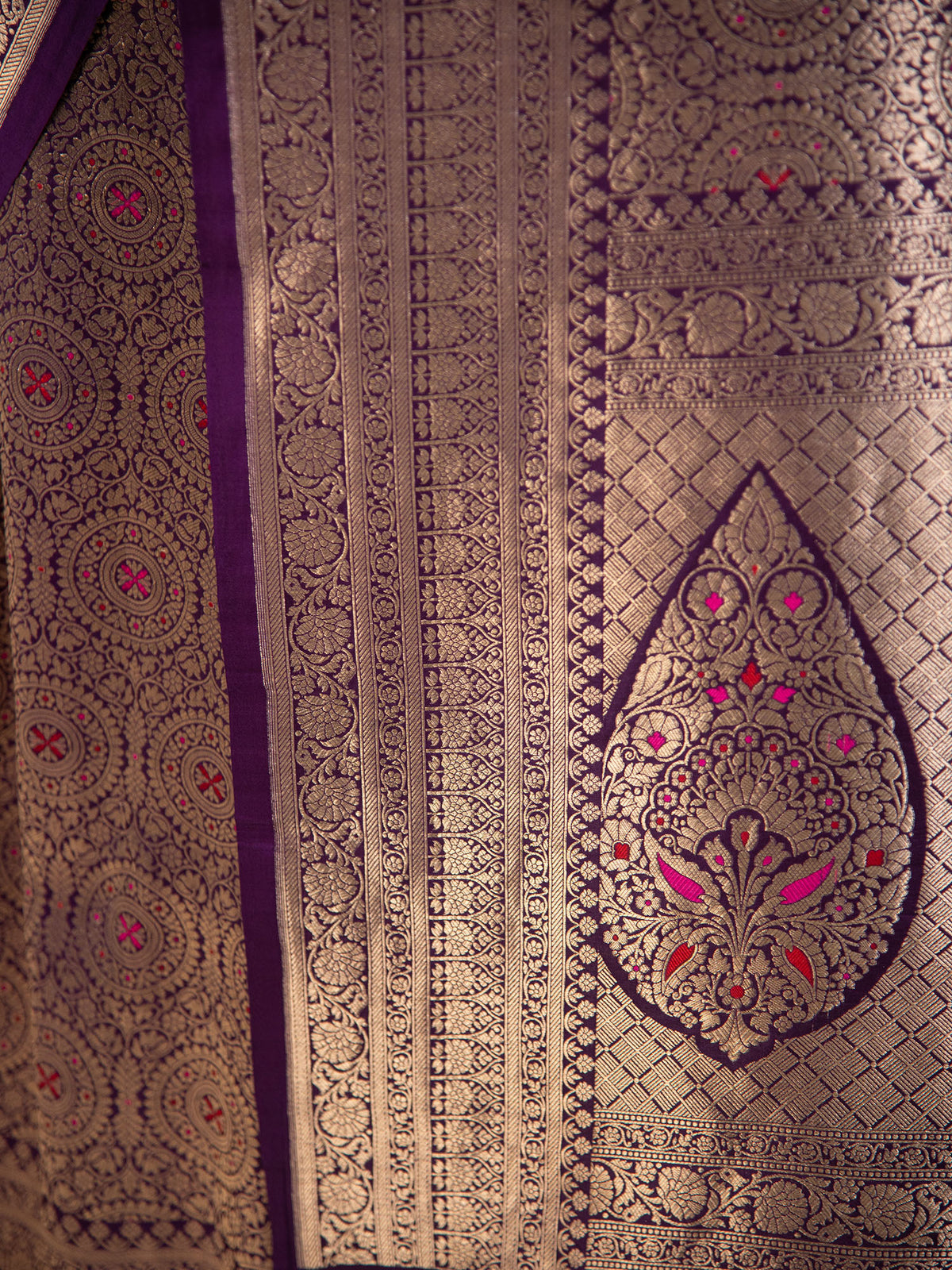 Purple Meenakari Silk Brocade Handloom Banarasi Saree