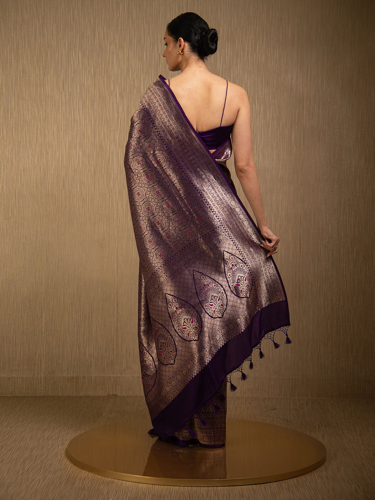 Purple Meenakari Silk Brocade Handloom Banarasi Saree