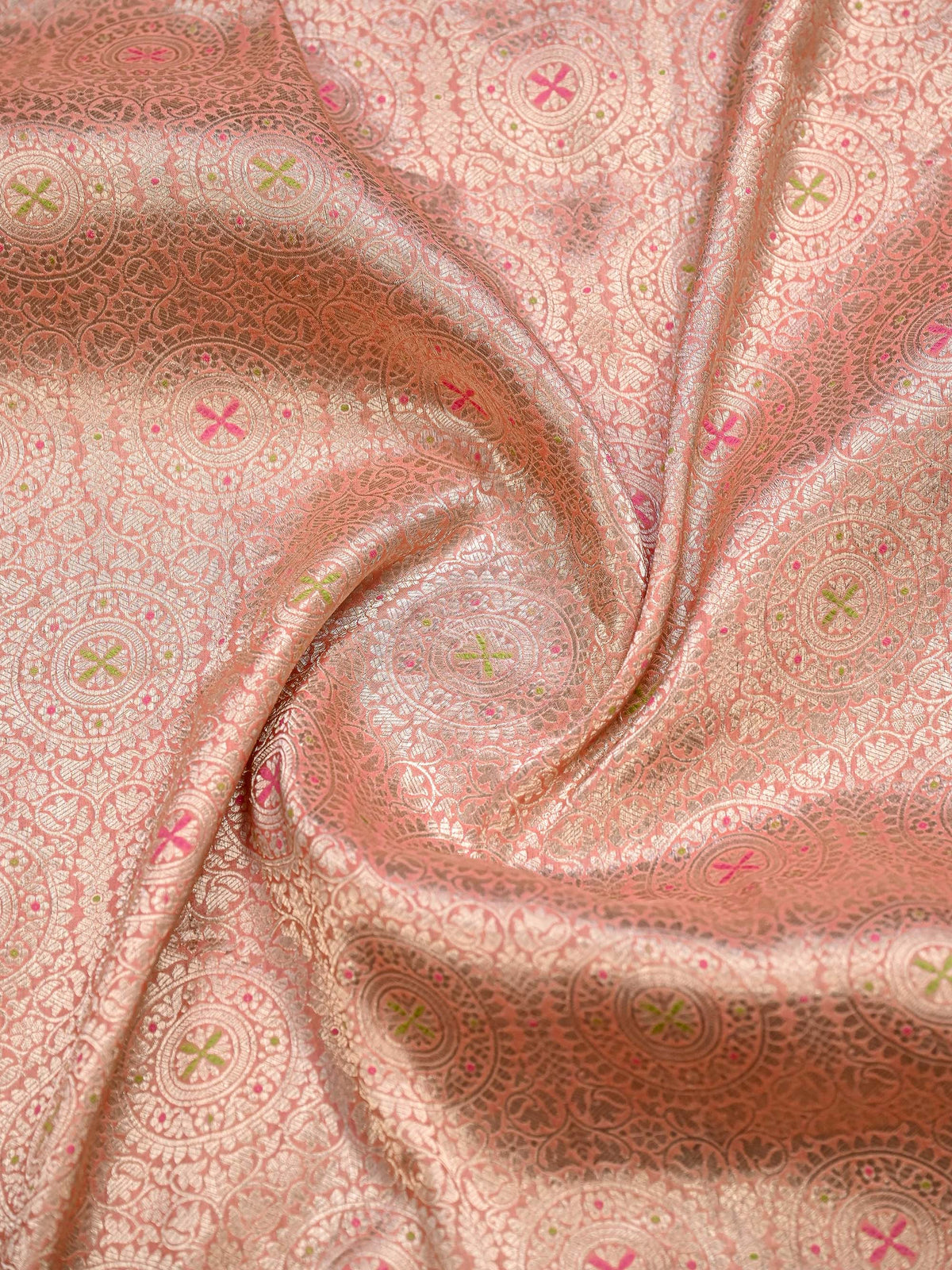 Pastel Pink Meenakari Silk Brocade Handloom Banarasi Saree - Sacred Weaves