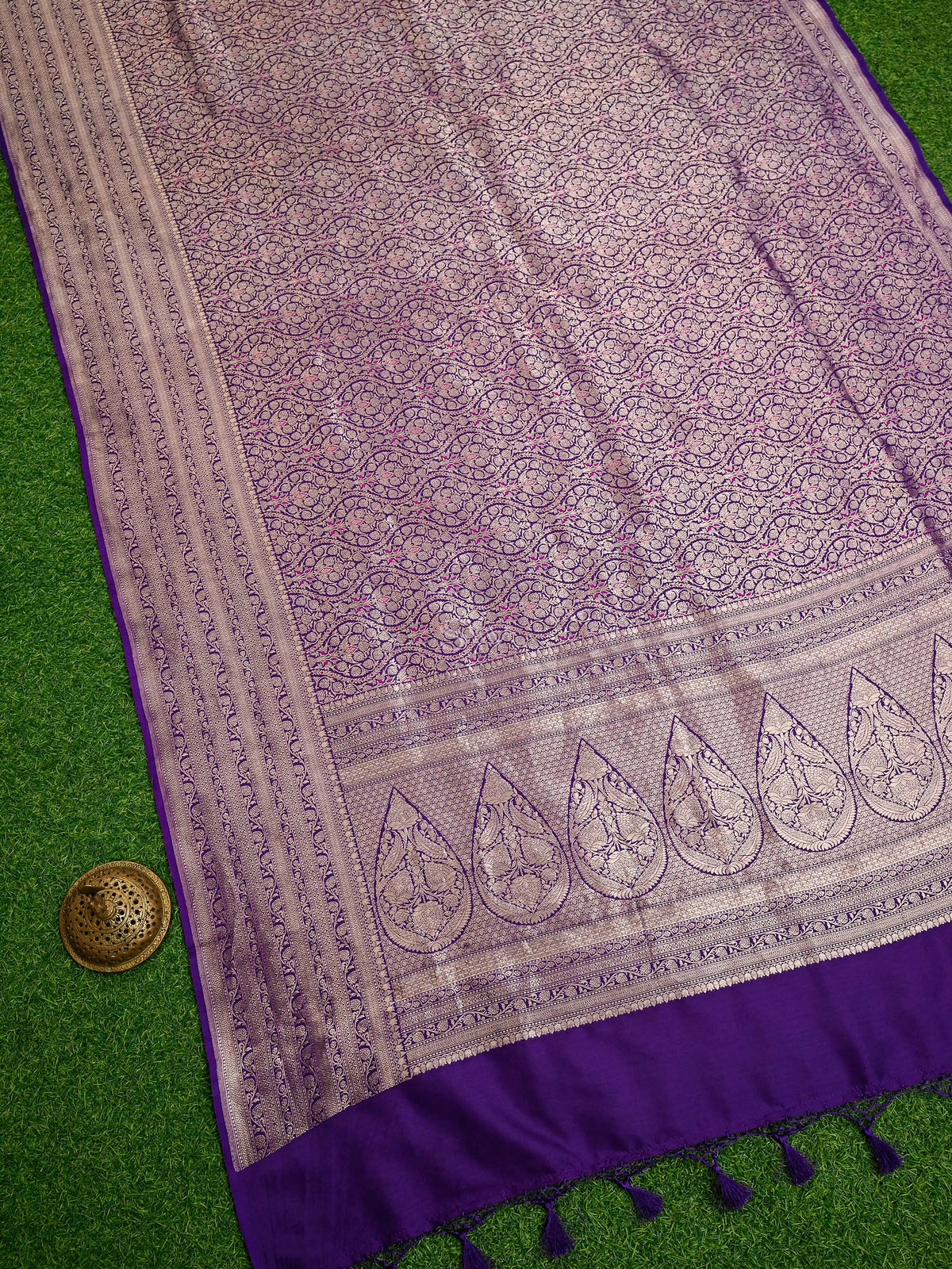 Purple Meenakari Silk Brocade Handloom Banarasi Saree