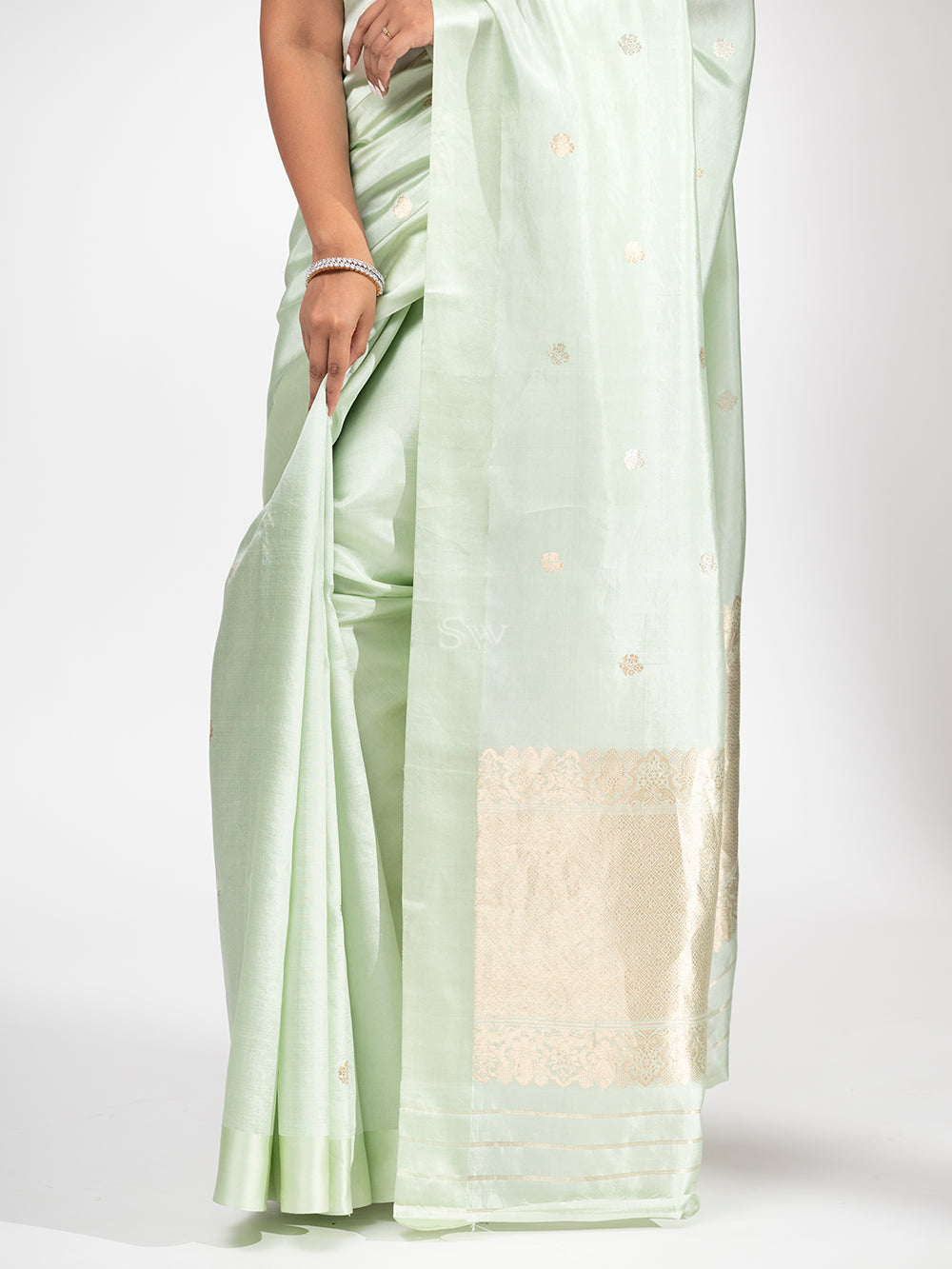 Pista Green Summer Silk Handloom Banarasi Saree - Sacred Weaves