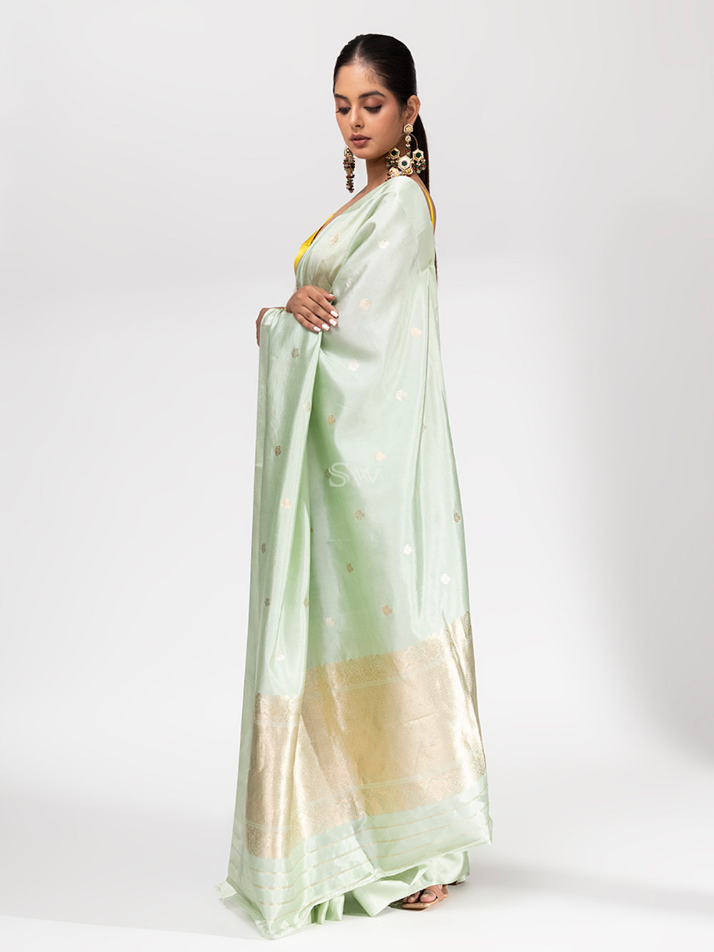 Pista Green Summer Silk Handloom Banarasi Saree - Sacred Weaves