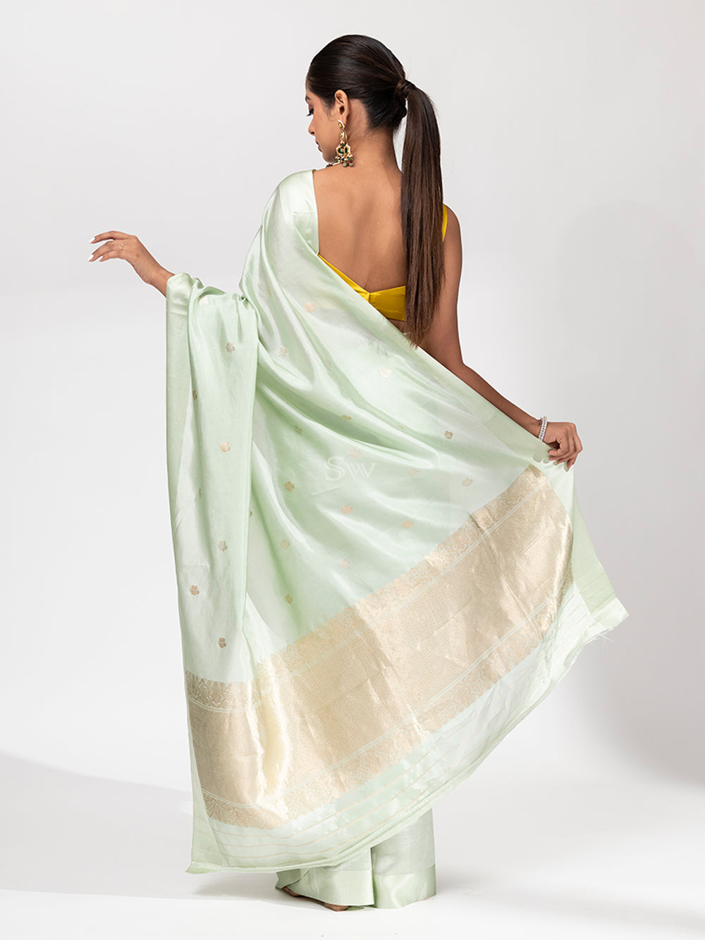 Pista Green Summer Silk Handloom Banarasi Saree - Sacred Weaves