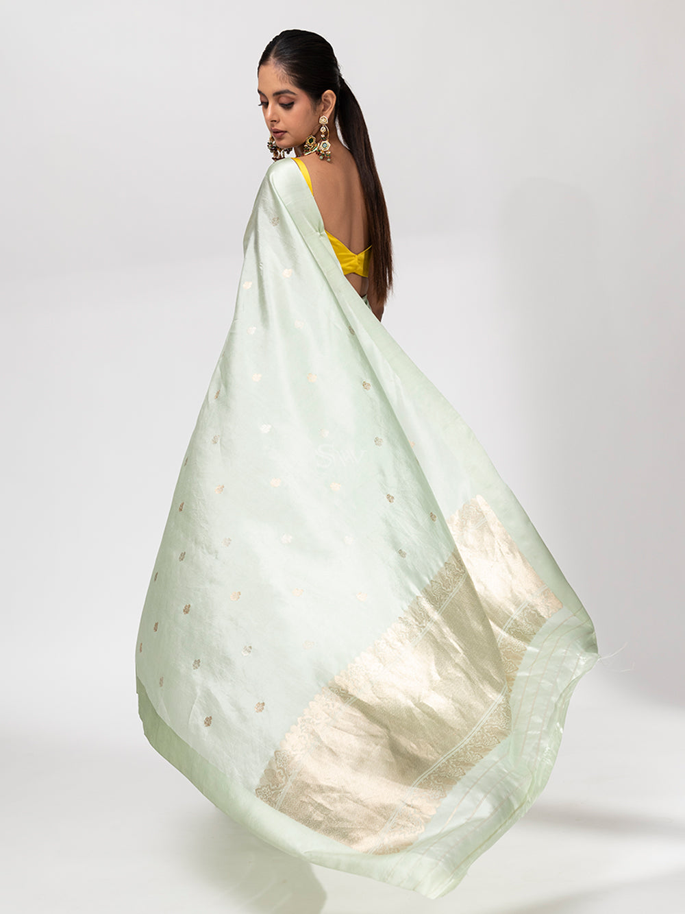 Pista Green Summer Silk Handloom Banarasi Saree - Sacred Weaves