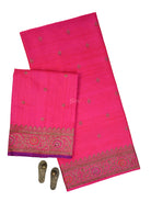 Magenta Meenakari Booti Dupion Silk Handloom Banarasi Suit - Sacred Weaves
