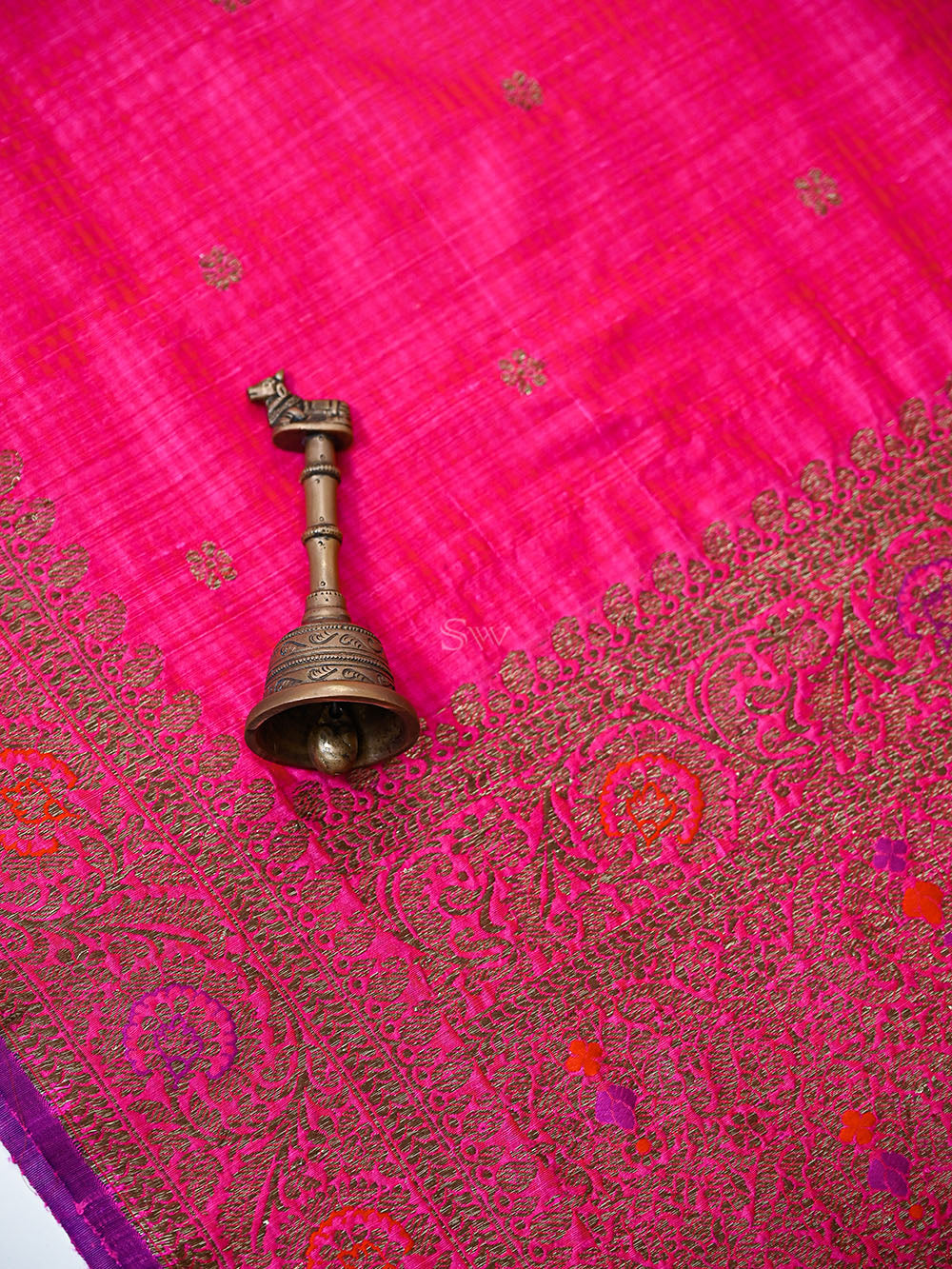 Magenta Meenakari Booti Dupion Silk Handloom Banarasi Suit - Sacred Weaves