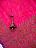 Magenta Meenakari Booti Dupion Silk Handloom Banarasi Suit - Sacred Weaves