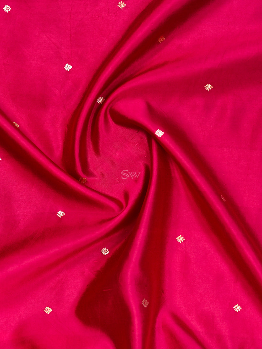 Dark Pink Booti Katan Silk Handloom Banarasi Saree