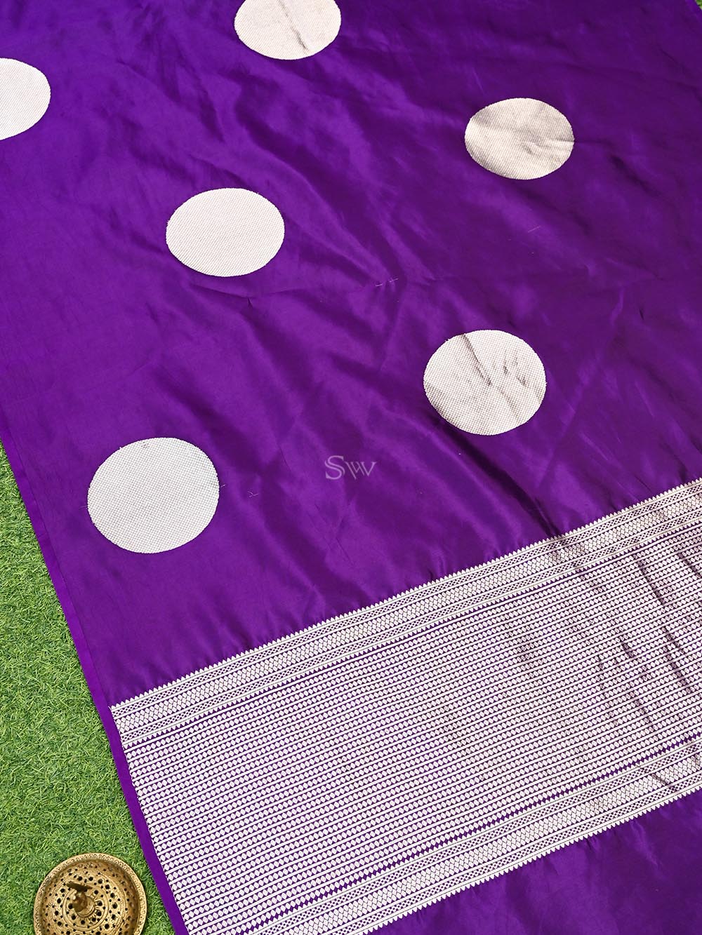 Purple Boota Katan Silk Handloom Banarasi Saree