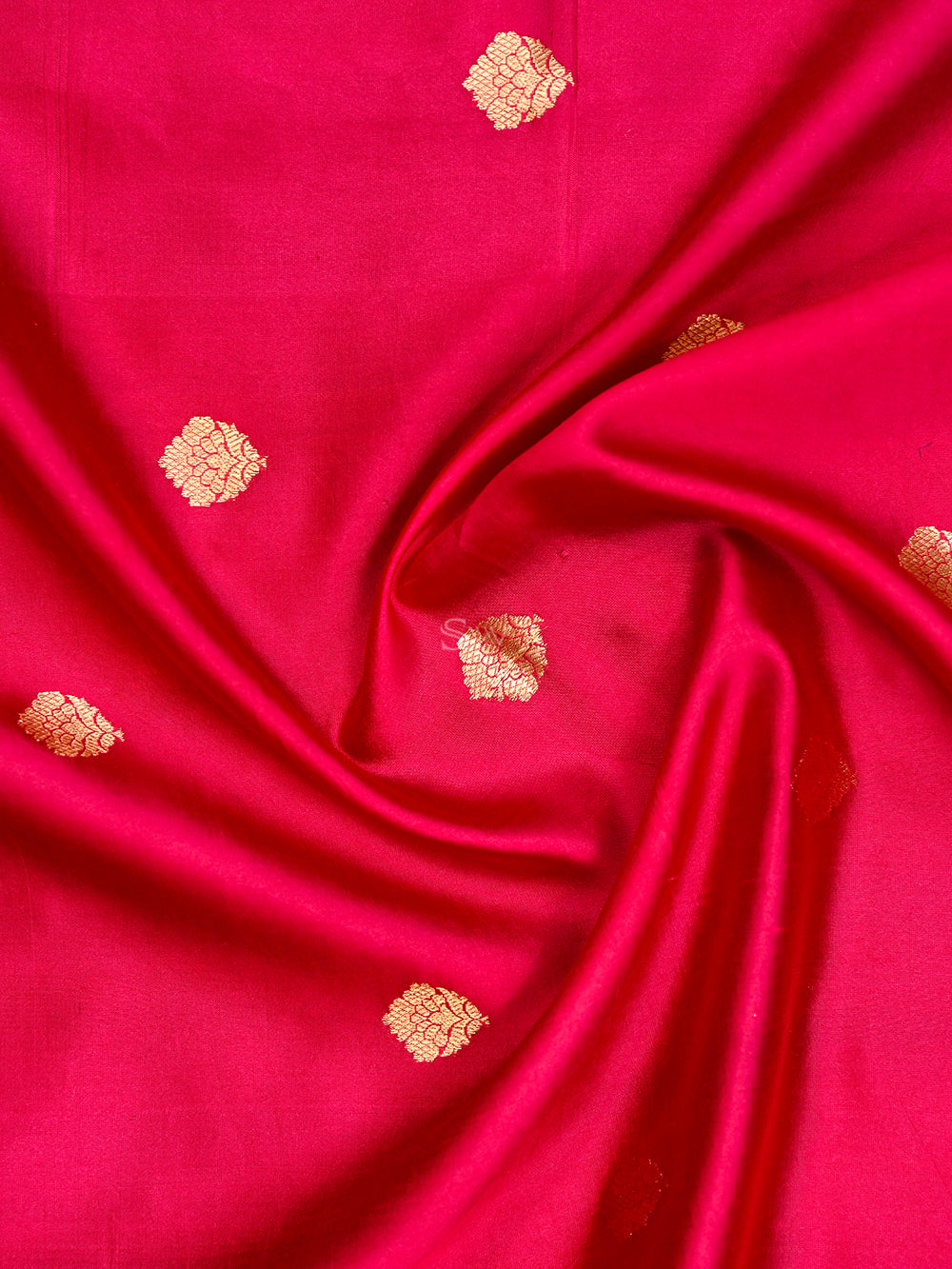 Dark Pink Booti Katan Silk Handloom Banarasi Saree