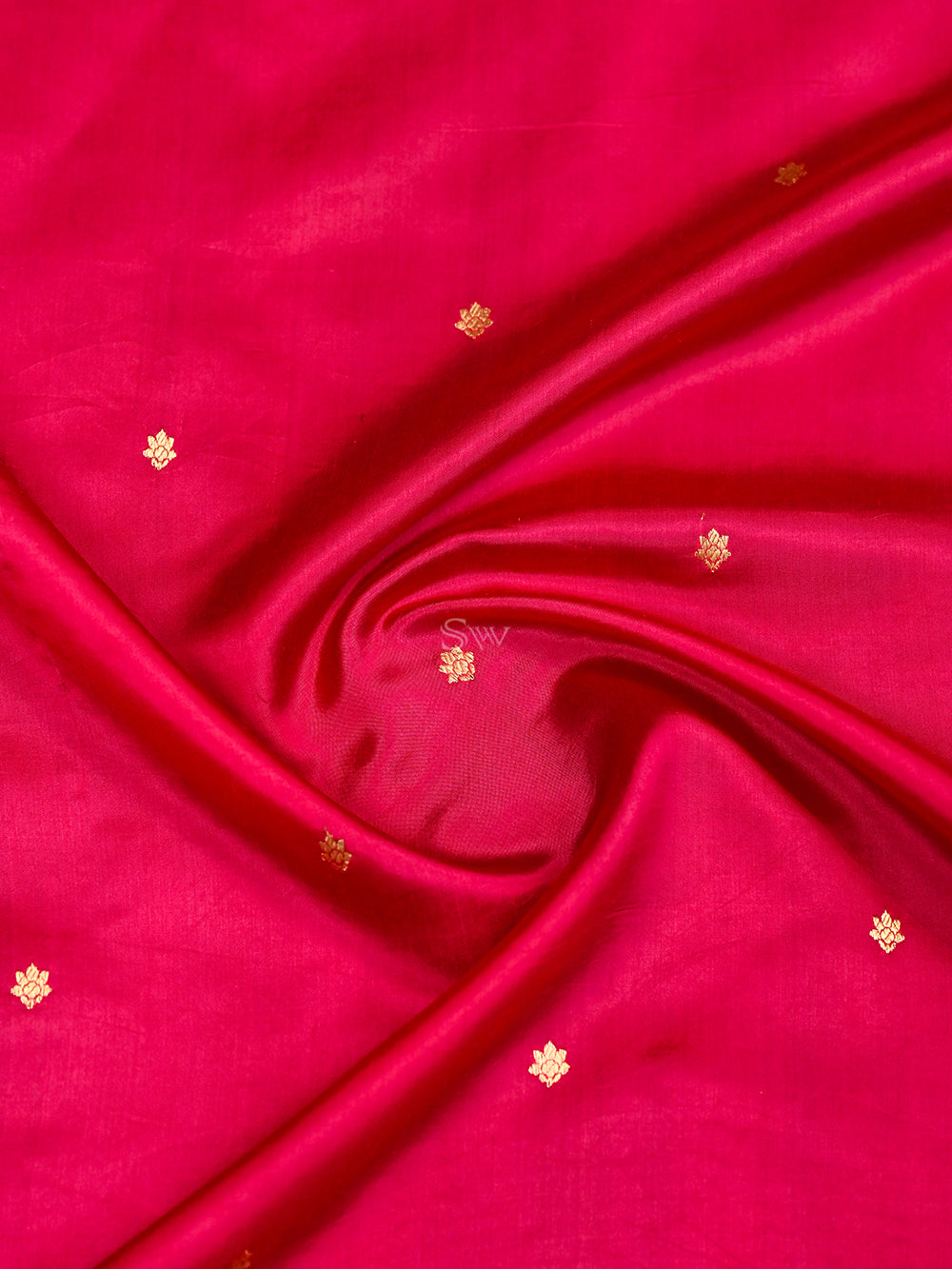 Dark Pink Booti Katan Silk Handloom Banarasi Saree