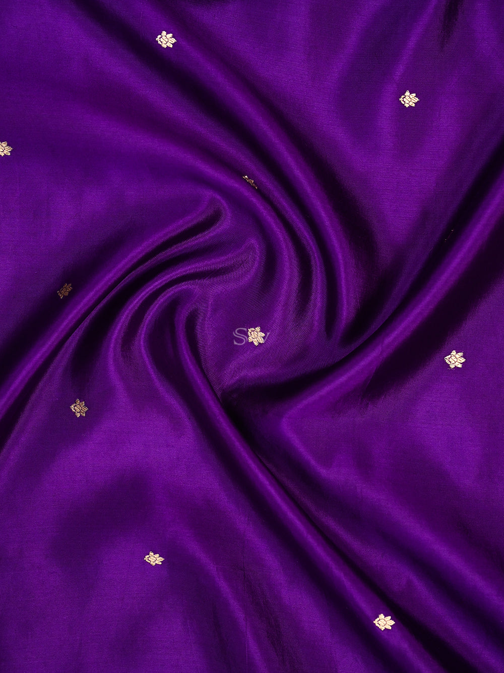 Purple Booti Katan Silk Handloom Banarasi Saree