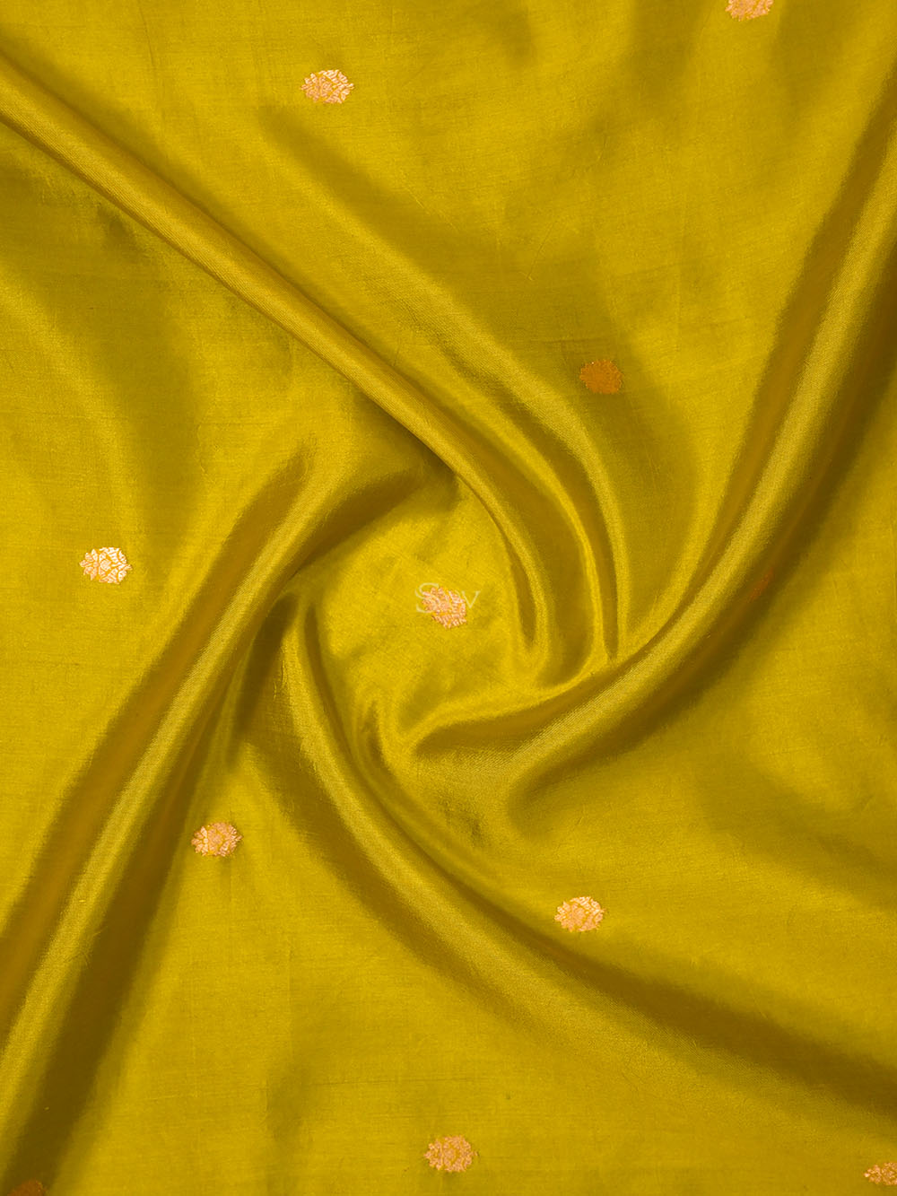 Lime Green Booti Pure Silk Handloom Banarasi Saree
