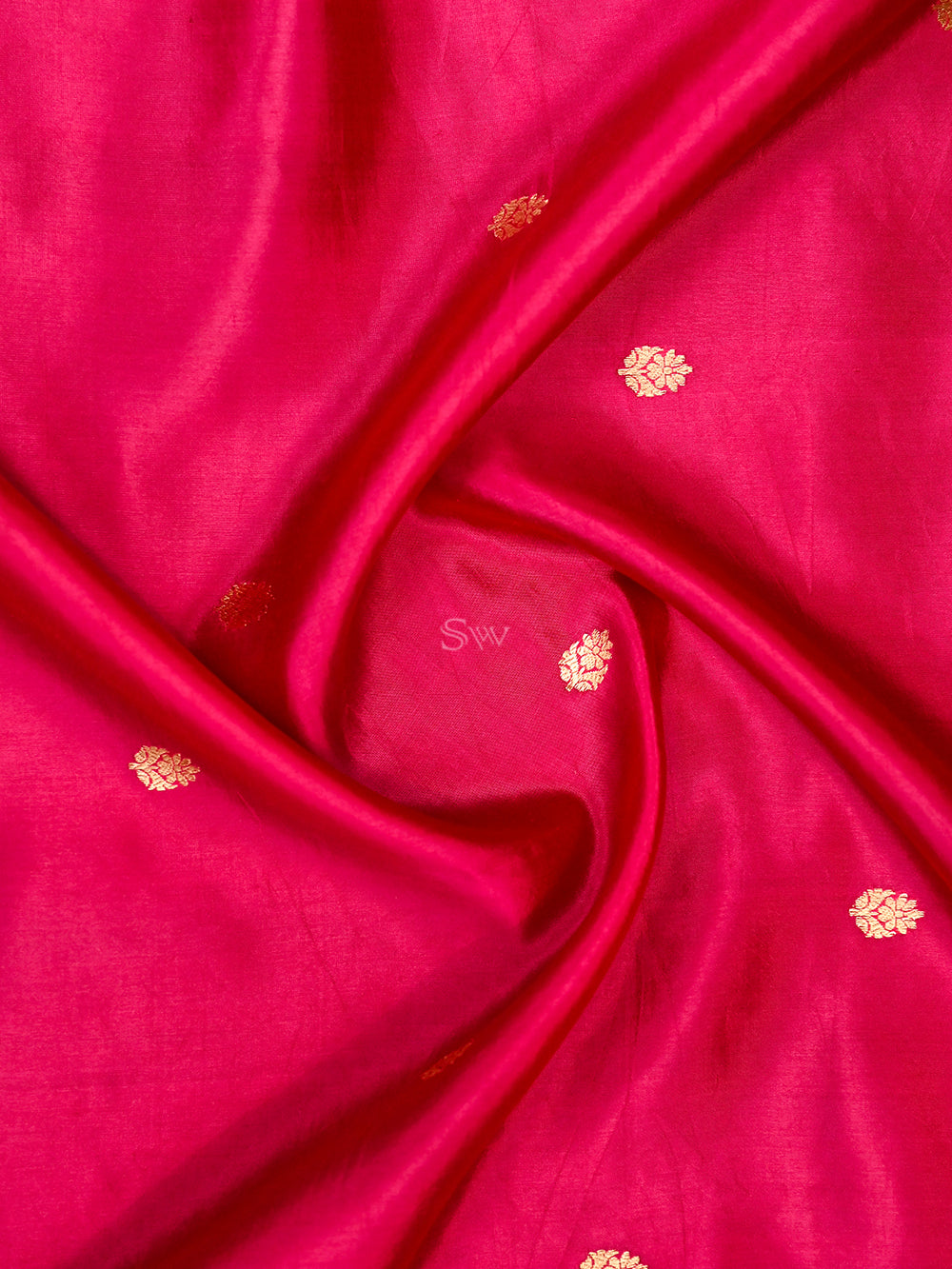 Dark Pink Booti Katan Silk Handloom Banarasi Saree