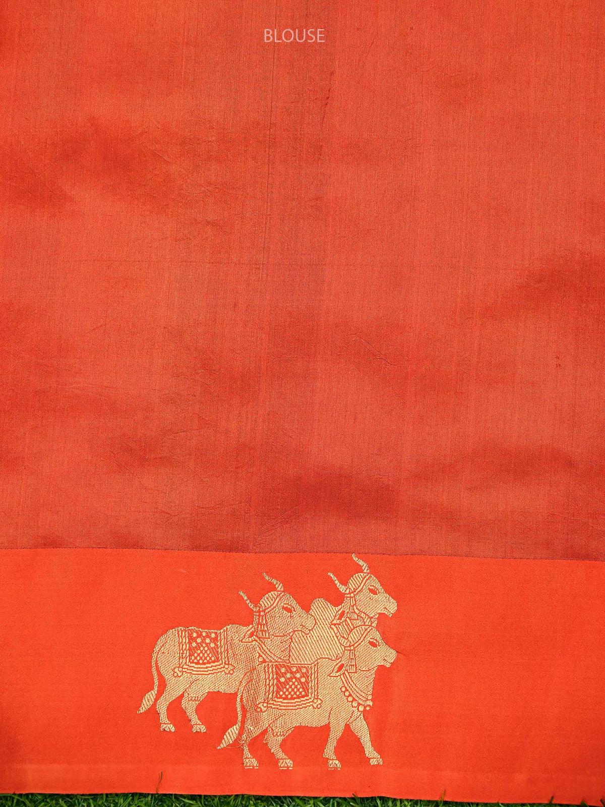 Dark Orange Booti Katan Silk Handloom Banarasi Saree