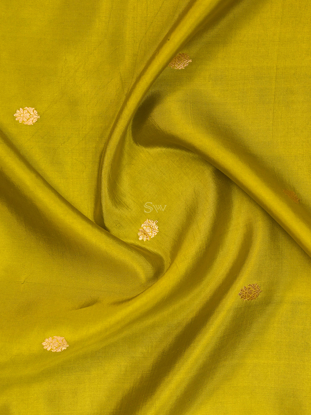 Lime Yellow Booti Katan Silk Handloom Banarasi Saree