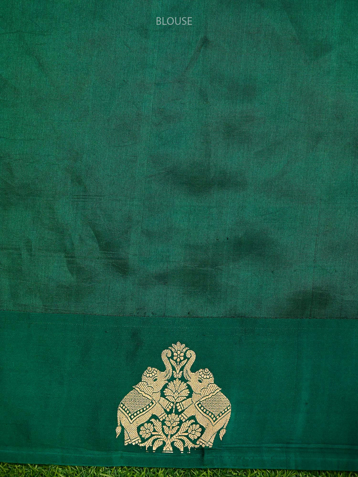 Bottle Green Booti Katan Silk Handloom Banarasi Saree