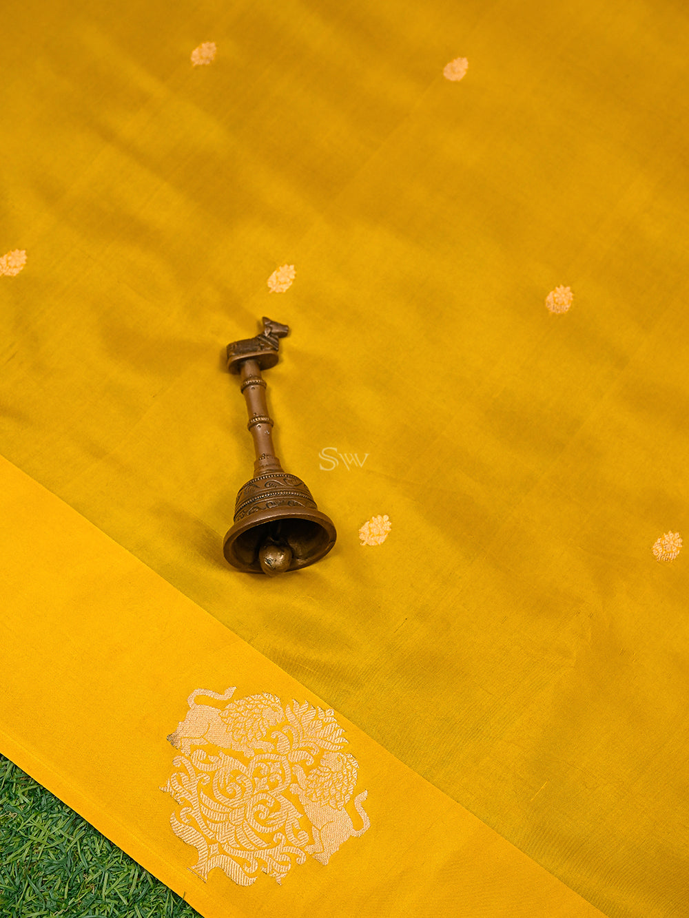 Yellow Booti Katan Silk Handloom Banarasi Saree