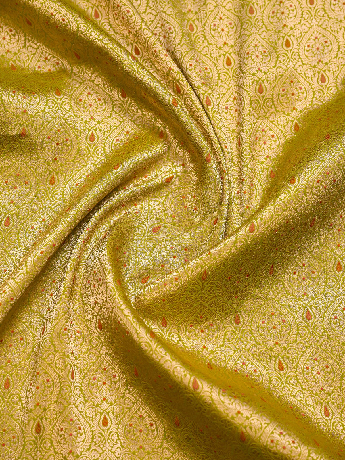 Lime Green Meenakari Silk Brocade Handloom Banarasi Saree