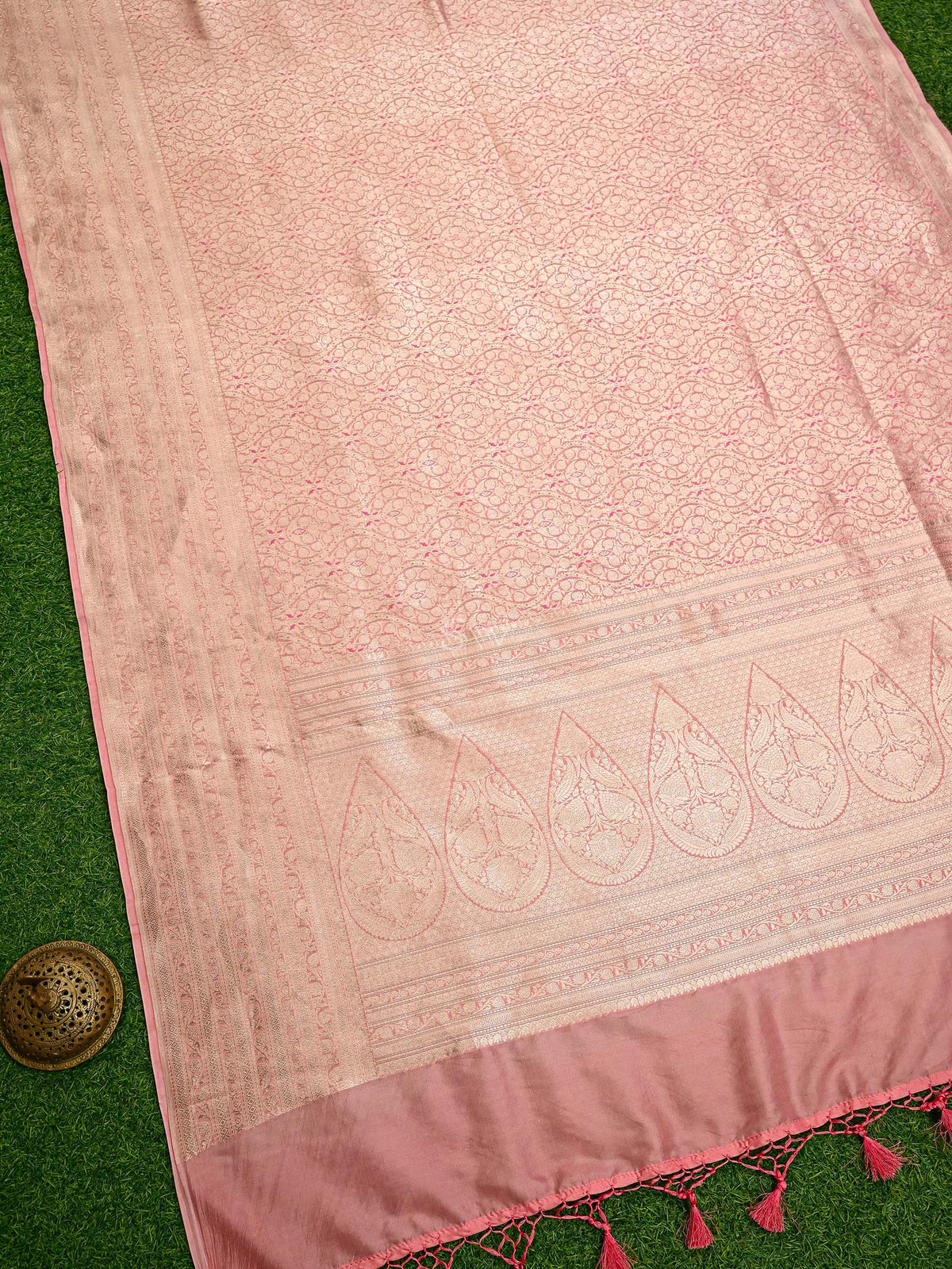 Pastel Pink Meenakari Silk Brocade Handloom Banarasi Saree - Sacred Weaves