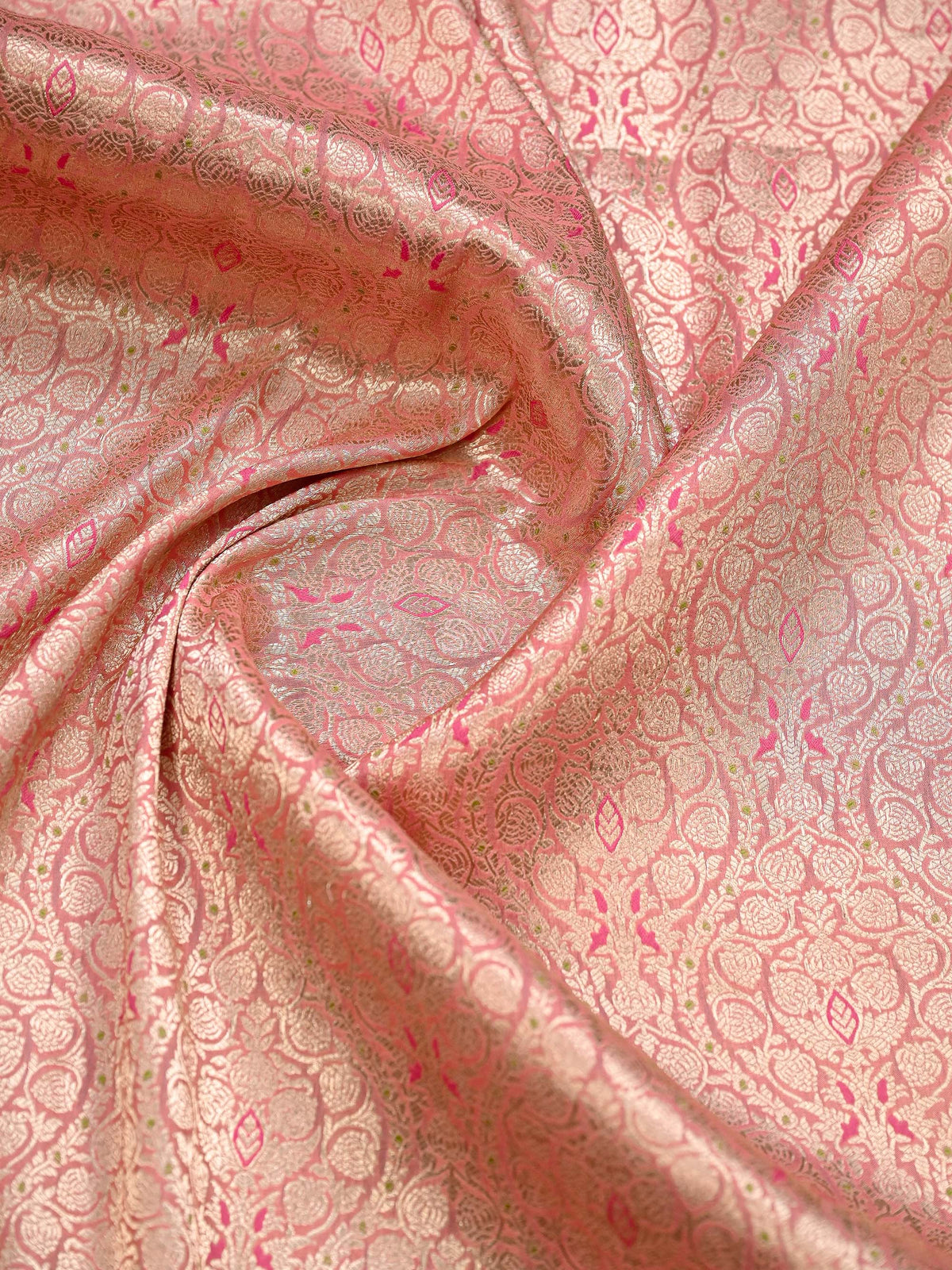 Pastel Pink Meenakari Silk Brocade Handloom Banarasi Saree - Sacred Weaves