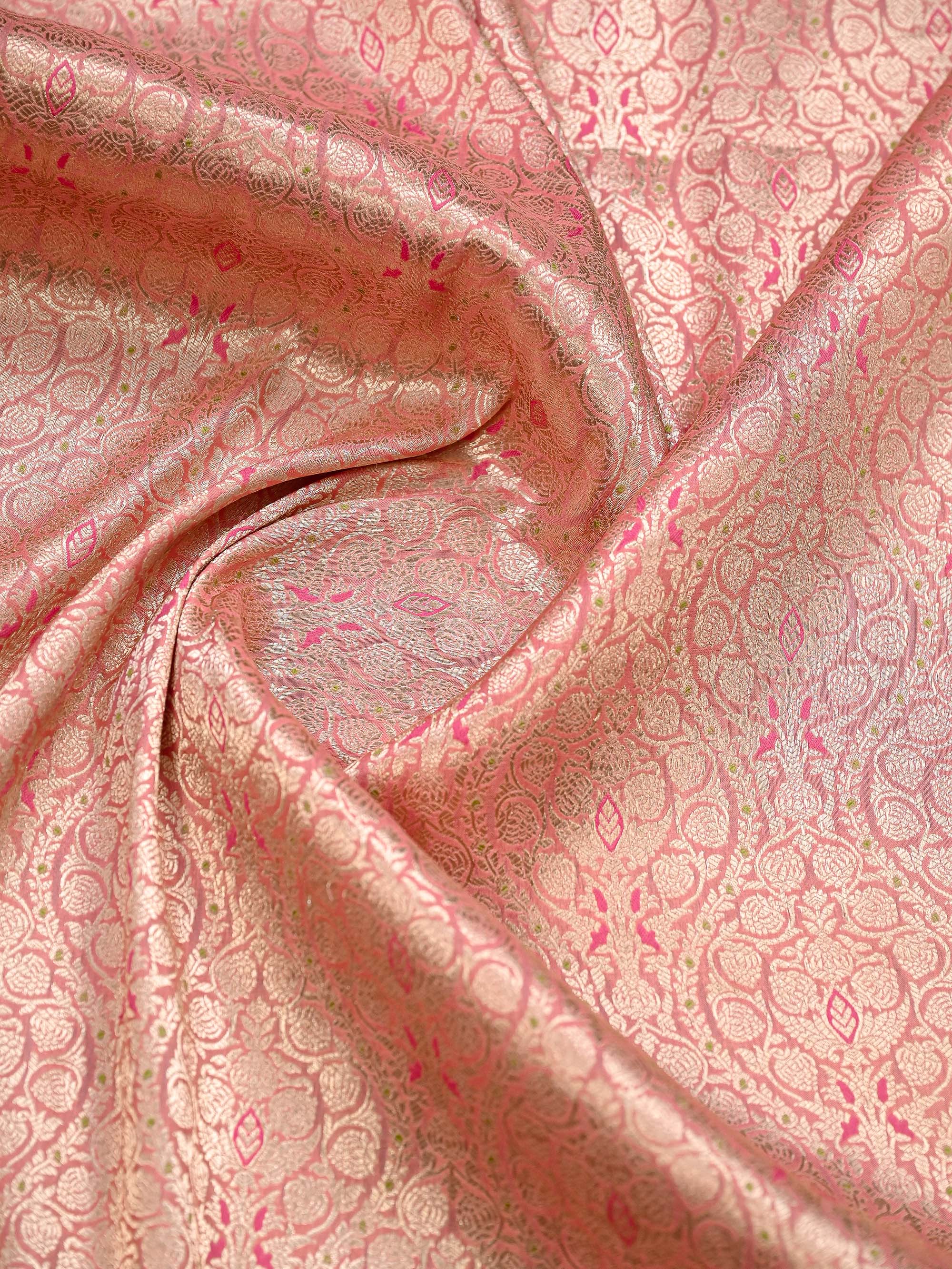 Pastel Pink Meenakari Silk Brocade Handloom Banarasi Saree - Sacred Weaves