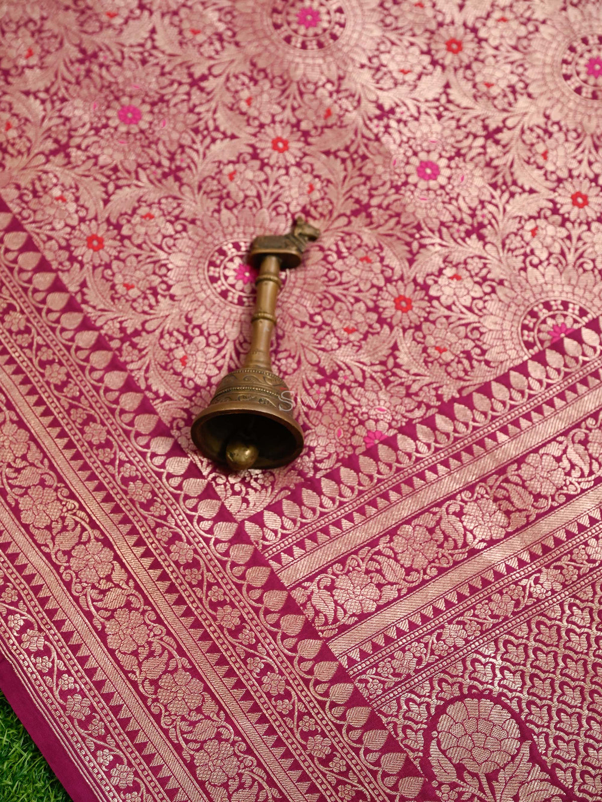 Dark Pink Meenakari Silk Brocade Handloom Banarasi Saree