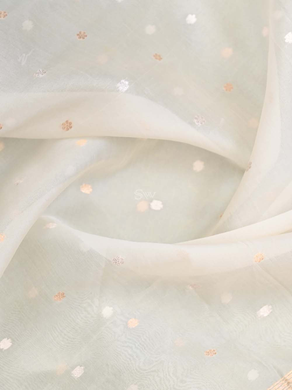Cream Organza Handloom Banarasi Suit - Sacred Weaves