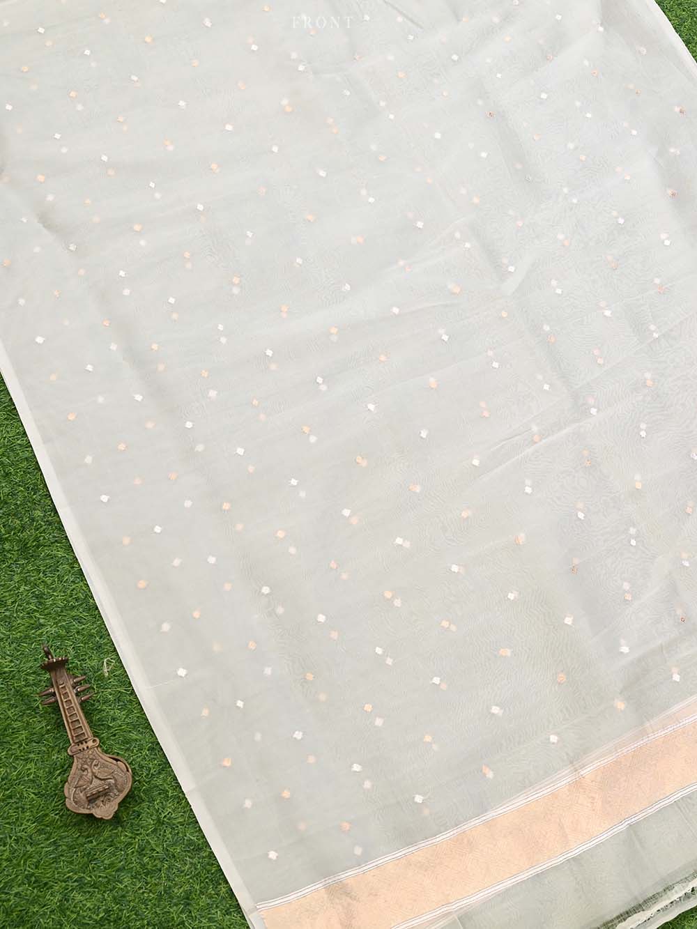 Cream Organza Handloom Banarasi Suit - Sacred Weaves