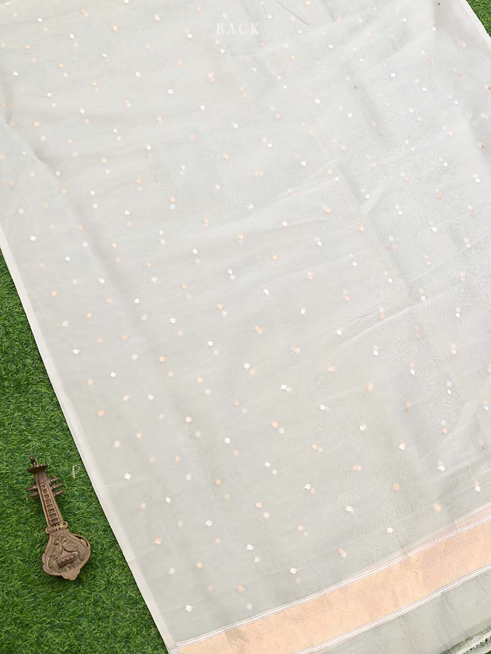 Cream Organza Handloom Banarasi Suit - Sacred Weaves