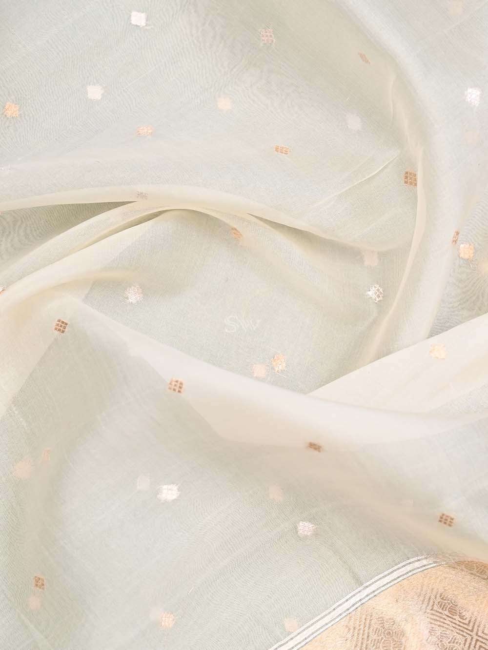 Cream Organza Handloom Banarasi Suit - Sacred Weaves