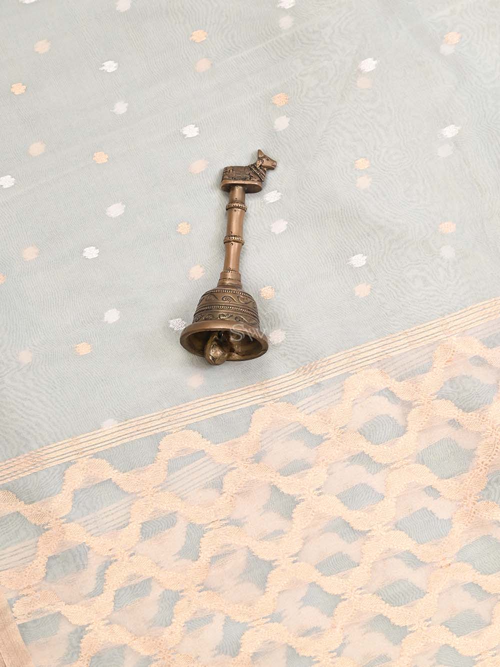Cream Organza Handloom Banarasi Suit - Sacred Weaves