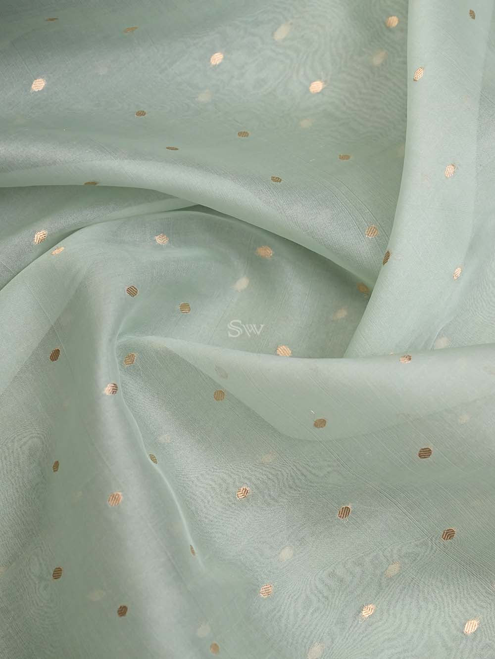 Mint Green Organza Handloom Banarasi Suit - Sacred Weaves